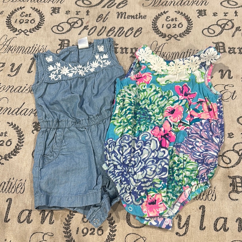 Lilly Pulitzer onesie plus Jean jumper onesie